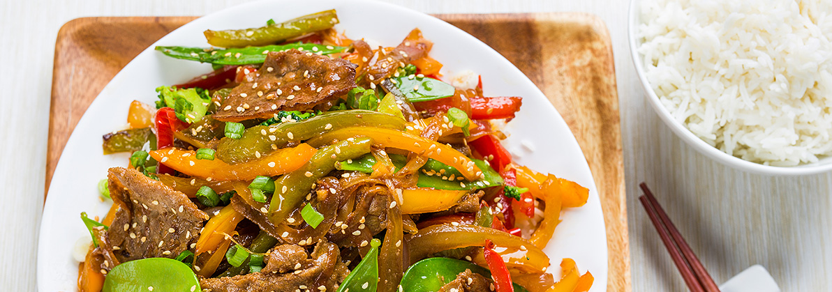 Viandes Lacroix - Teriyaki beef and vegetable stir-fry